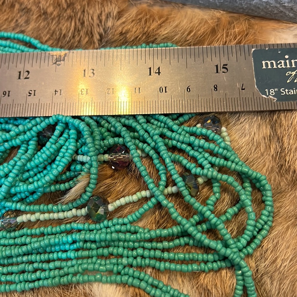 Multi-Stand Mint And Turquoise Colored Beaded Vin… - image 5